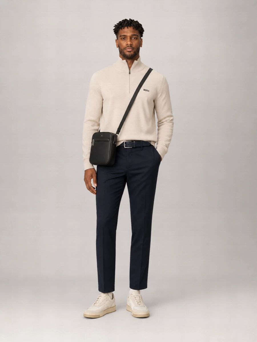 Boss Ribbed Half Zip Sweater