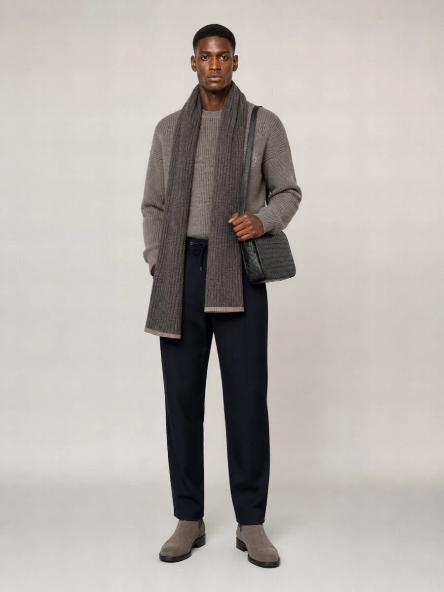 Giorgio Armani Ribbed Wool Crew Neck Jumper