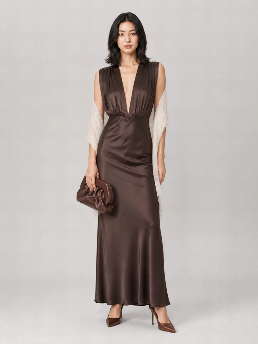 Semicouture Satin Maxi Dress