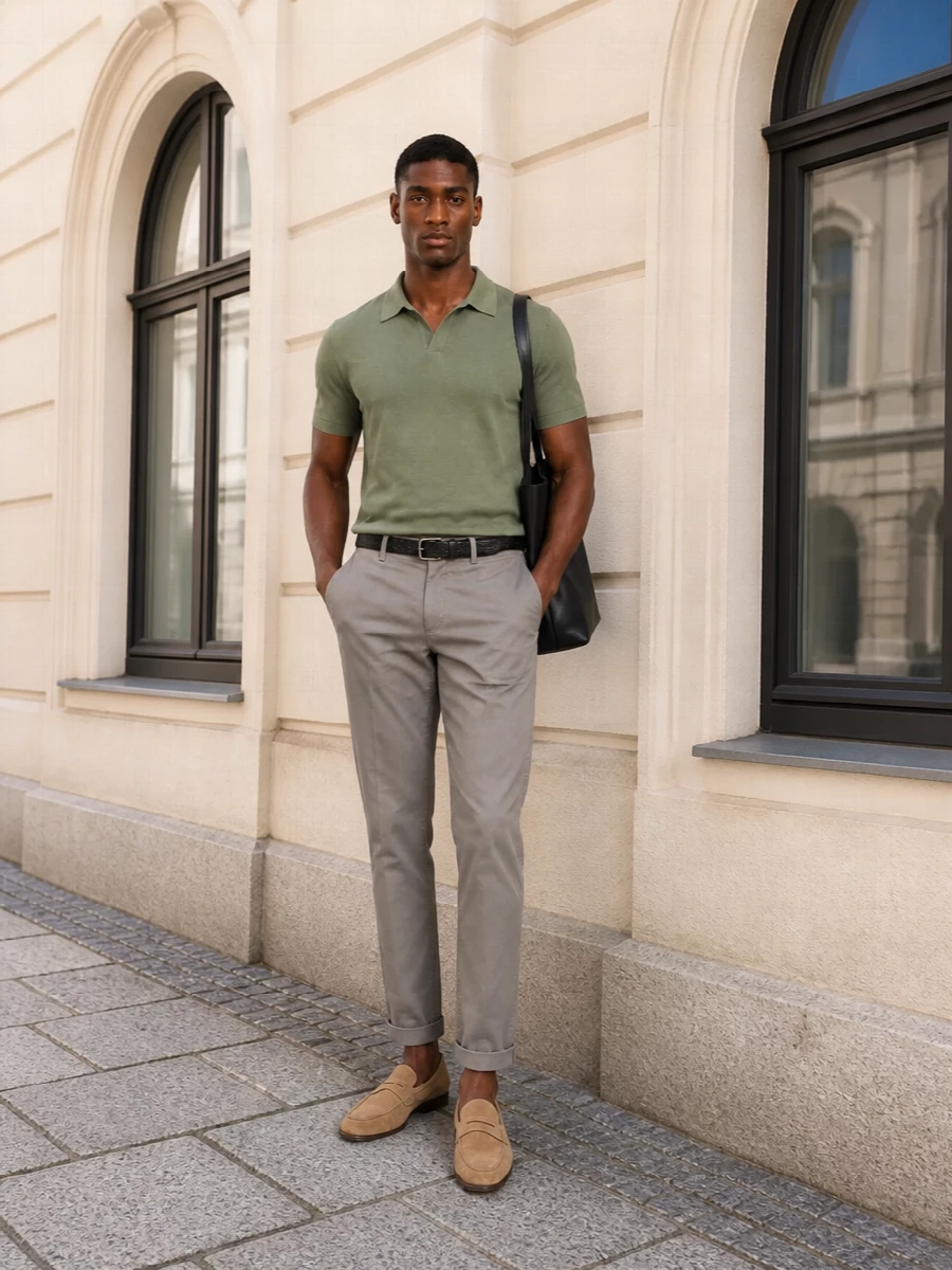 Dondup chinos sage polo suede loafers