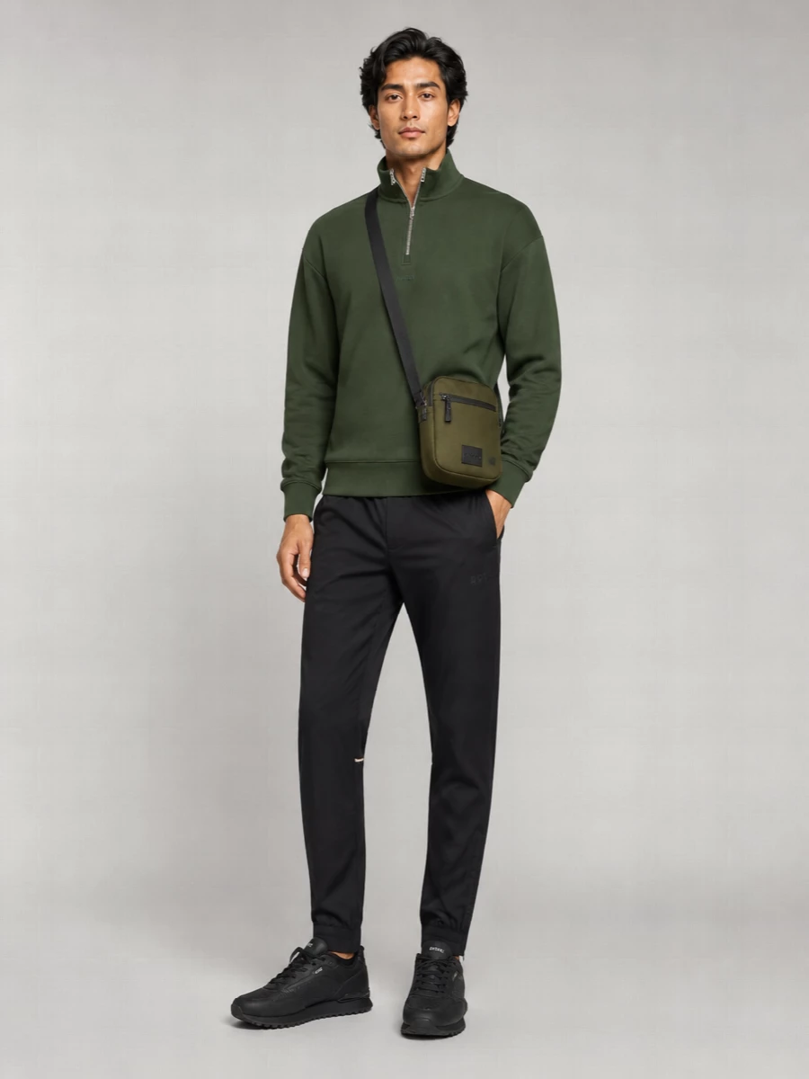 Boss Cotton Long-Sleeve Half-Zip Sweater