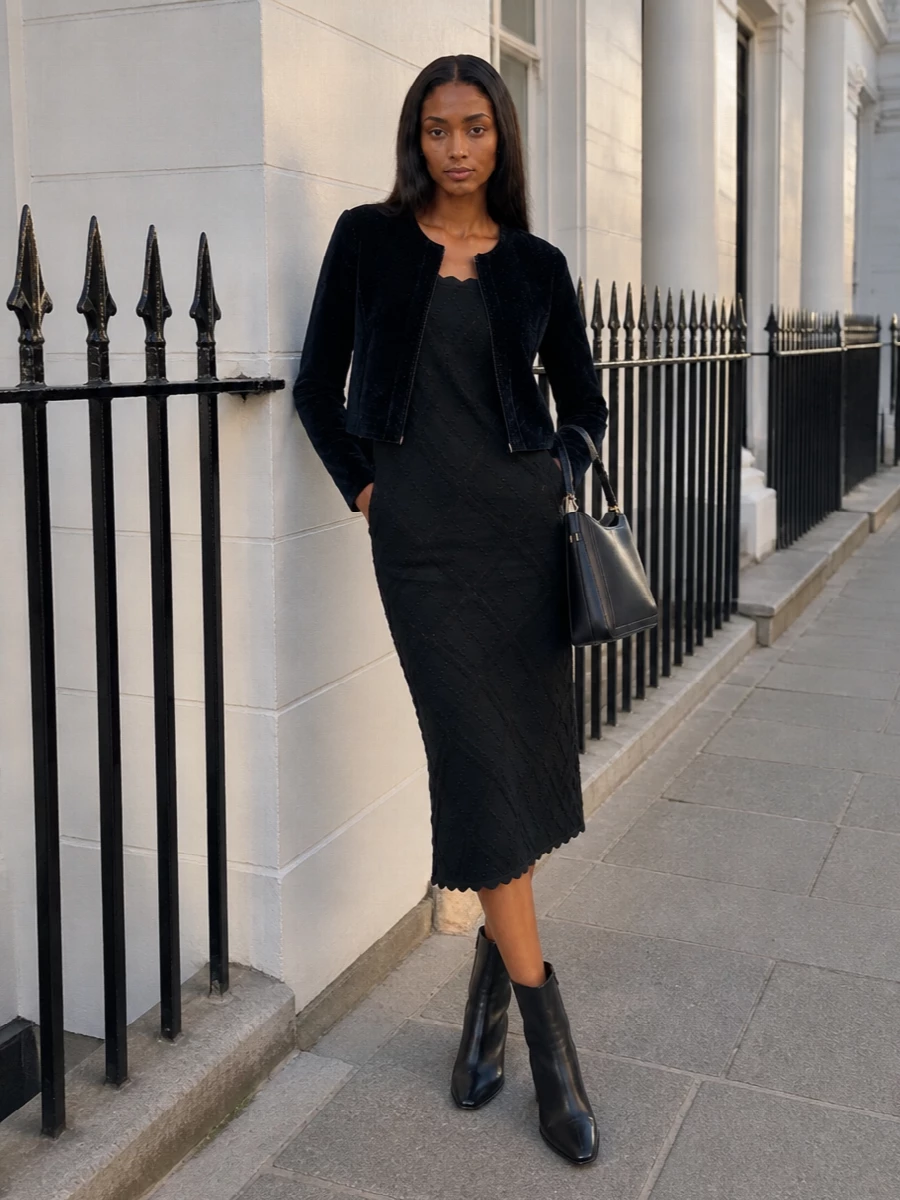 Giorgio armani jacket burberry navy midi dress