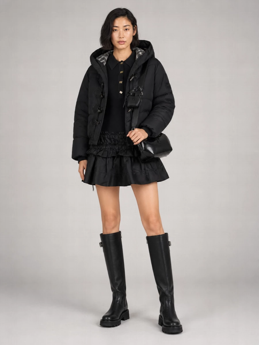 Ganni down cropped hooded quilted puffer jacket