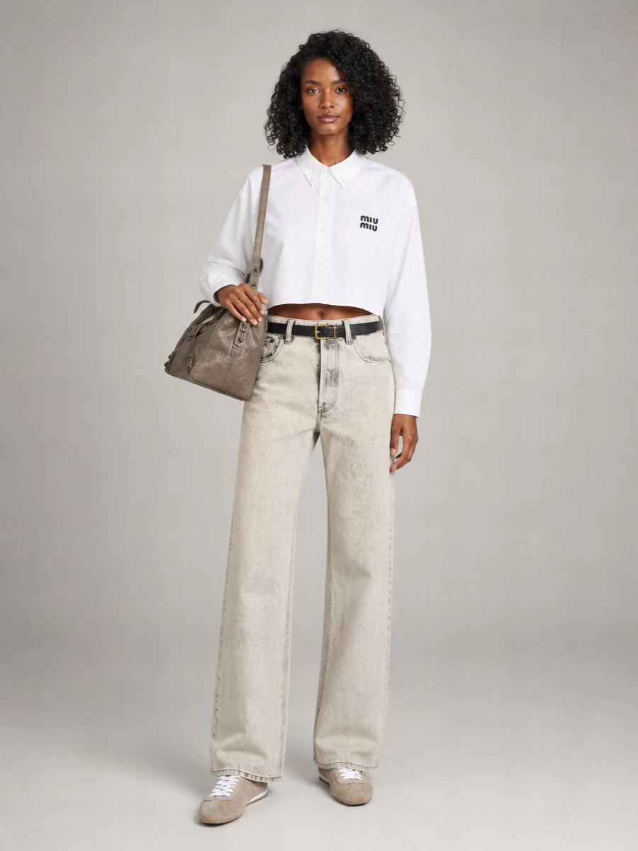 Miu Miu Denim Wide-Leg Trousers