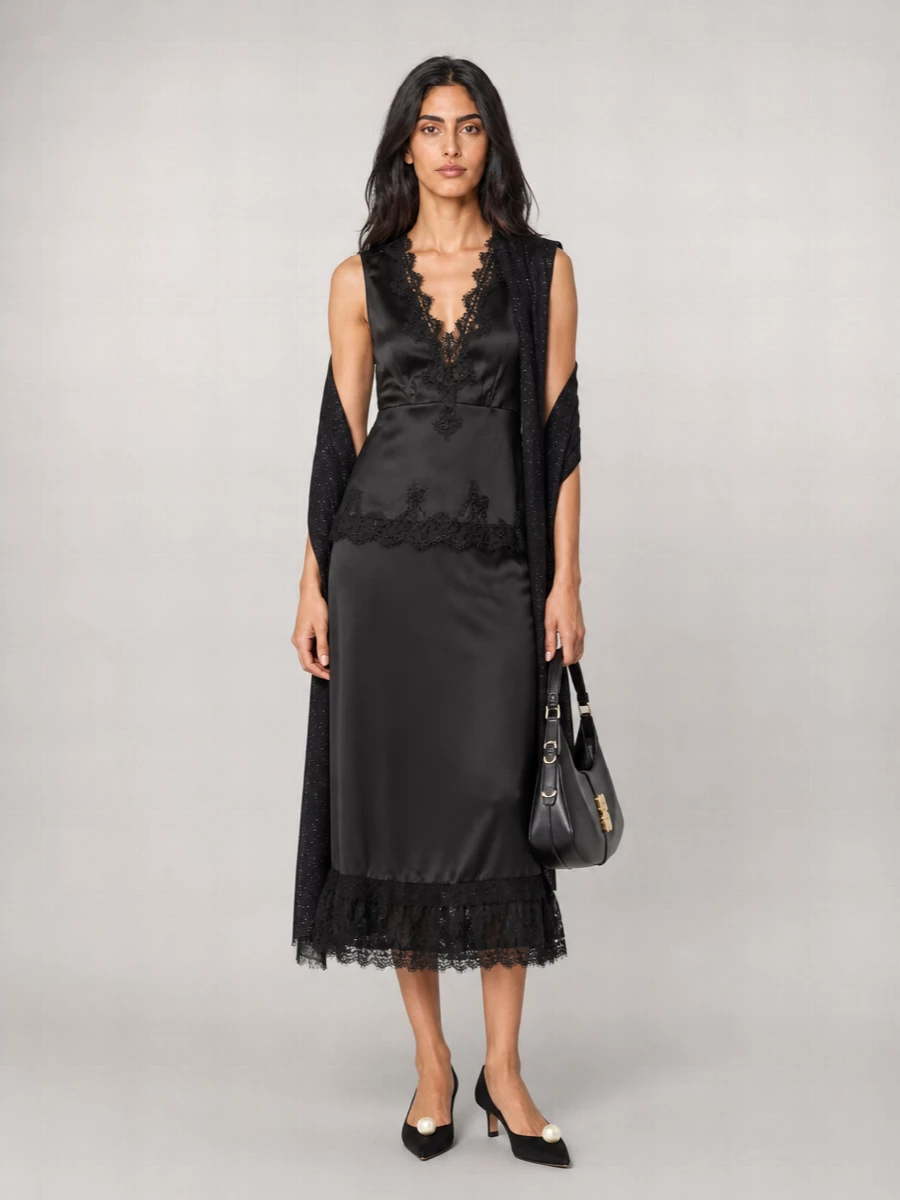 Ganni satin ruffled skirt