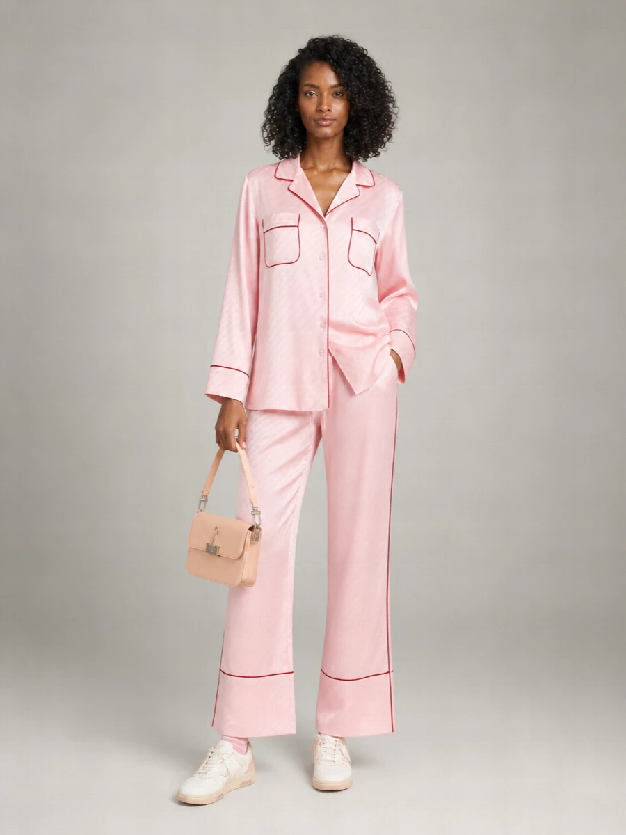 Off-White Jacquard Satin Flared Trousers