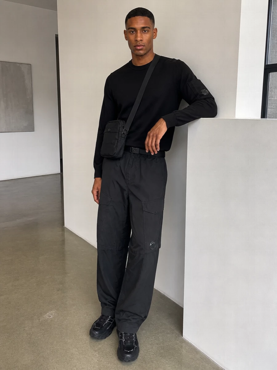 Cp company cargos black knit new balance sneakers