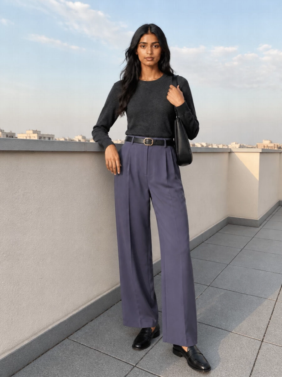 Semicouture wide leg trousers charcoal knit outfit