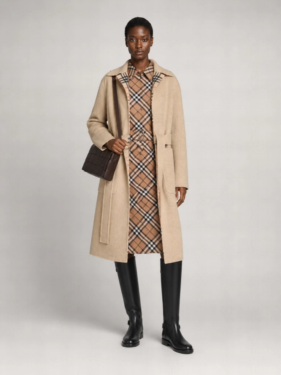 Burberry Wool Reversible Belted Robe Coat