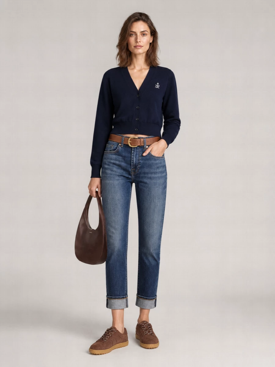 7 For All Mankind Denim Mid-Rise Cropped Relaxed Skinny Jeans