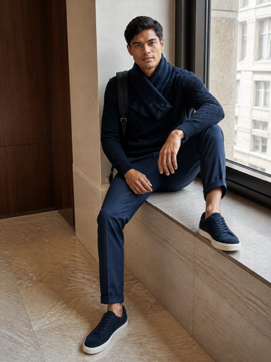 Paul shark navy sweater slim navy trousers