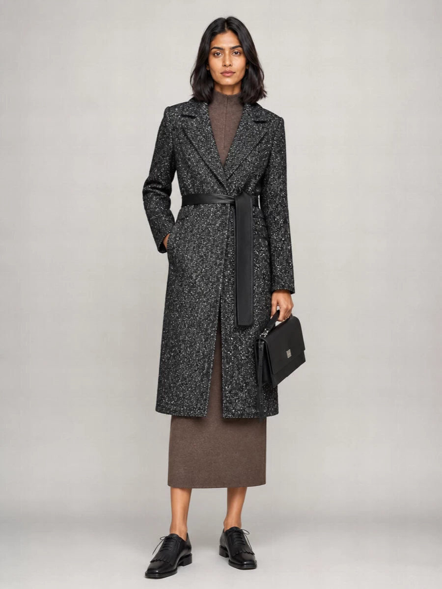 S Max Mara Wool Blend Belted Coat