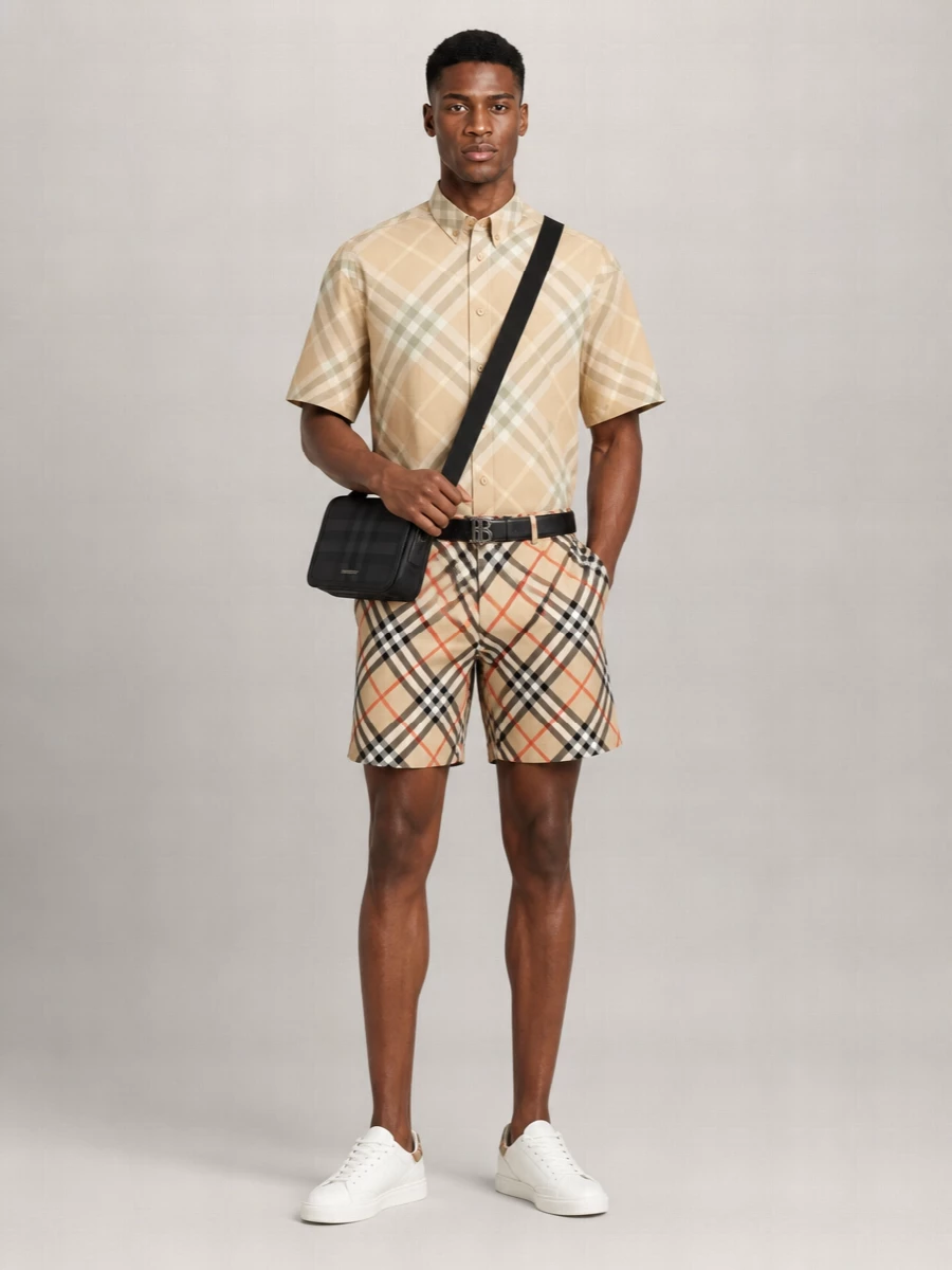 Burberry Silk Check Tailored Bermuda Shorts