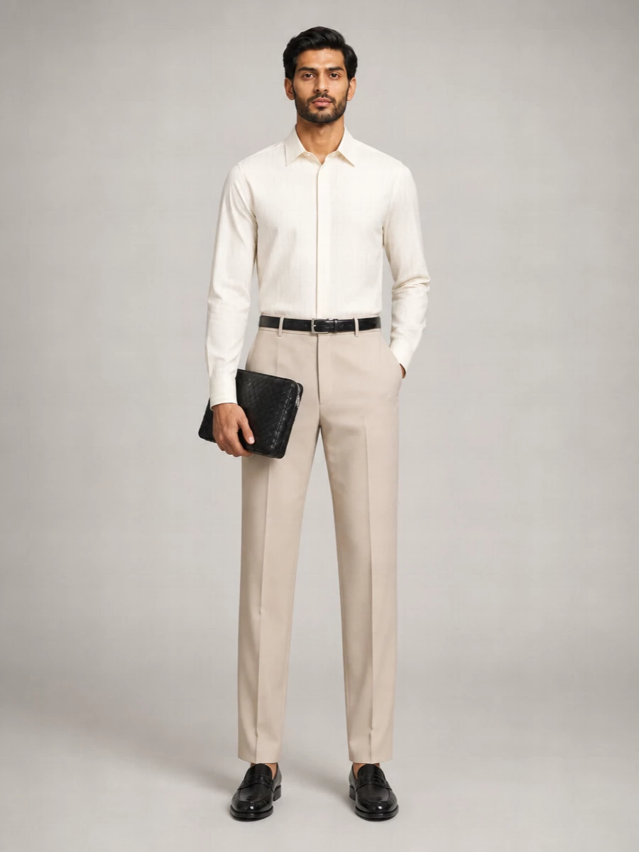 Saint Laurent High-Rise Straight-Leg Wool Tailored Trousers