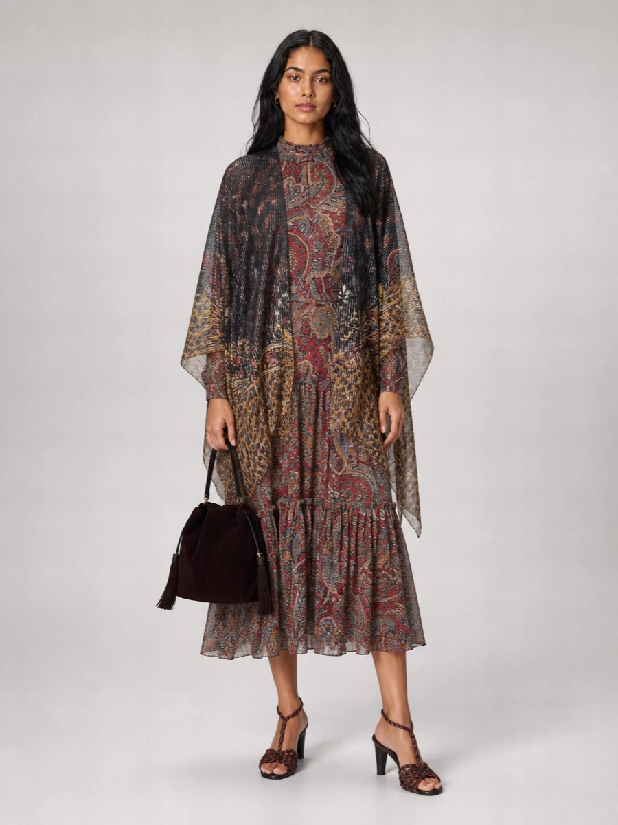 Etro Silk Printed Poncho Top