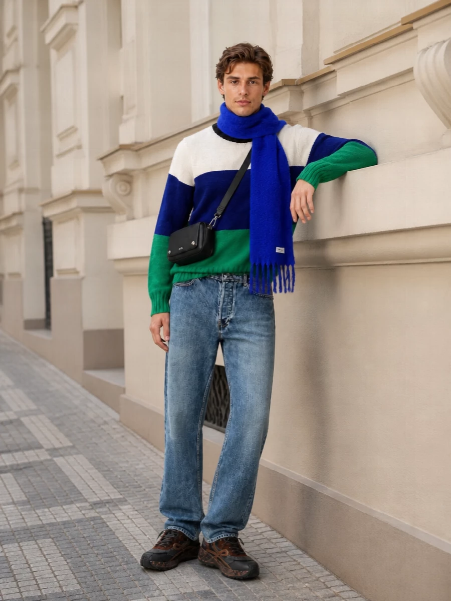 Jw anderson color block sweater designer denim