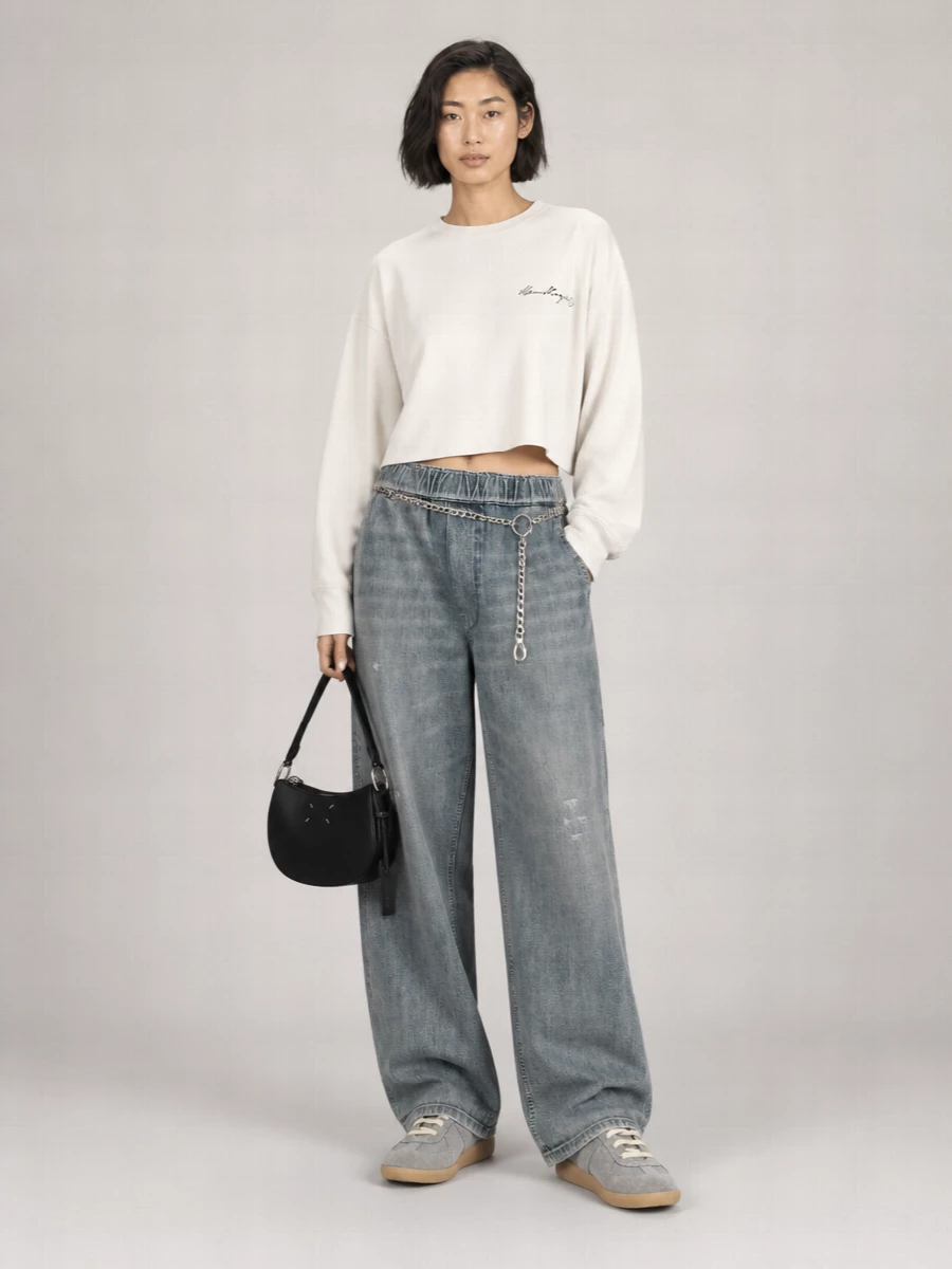 Mm6 Maison Margiela Denim Wide-Leg Carpenter Jeans