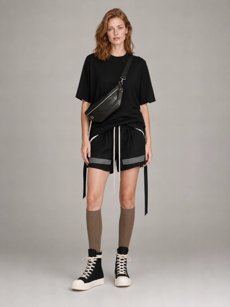 Rick Owens Drkshdw Cotton Layered Shorts