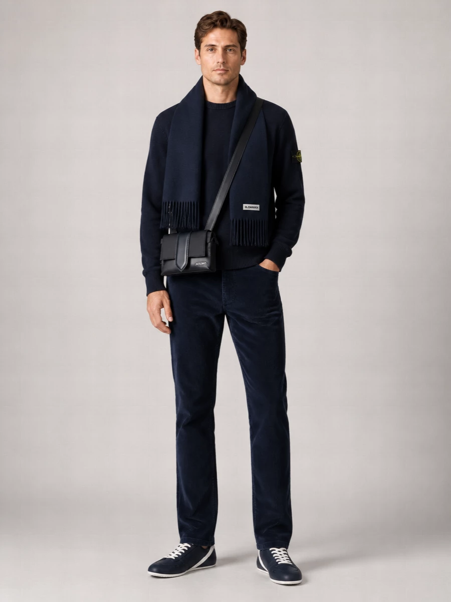 Stone Island Textured Virgin Wool Crew Neck Sweater