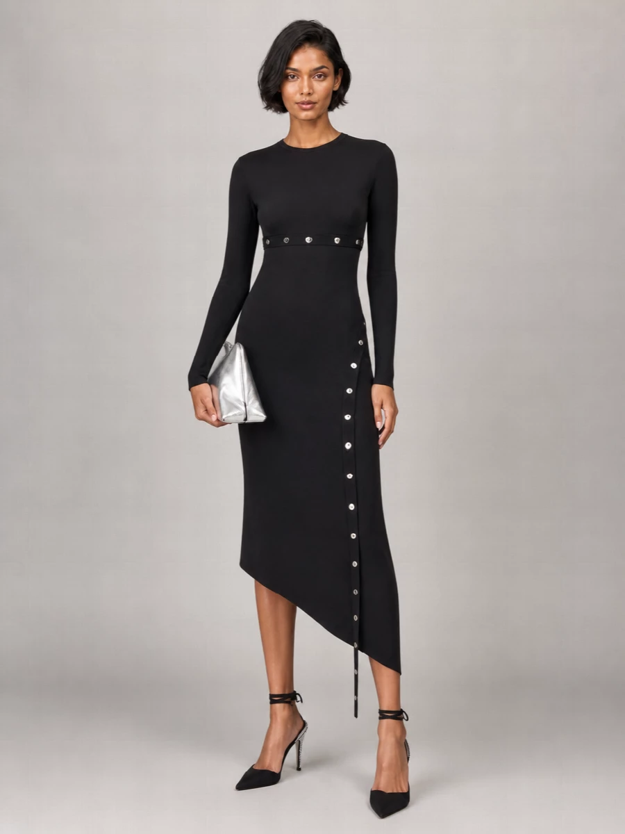 The Attico Asymmetric Midi Dress