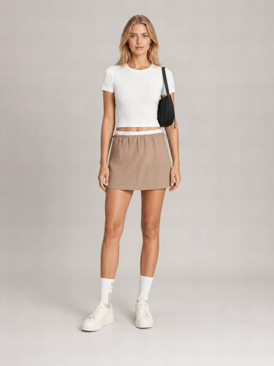 Alexander Wang Cotton Mid-Rise Drawstring Mini Skirt