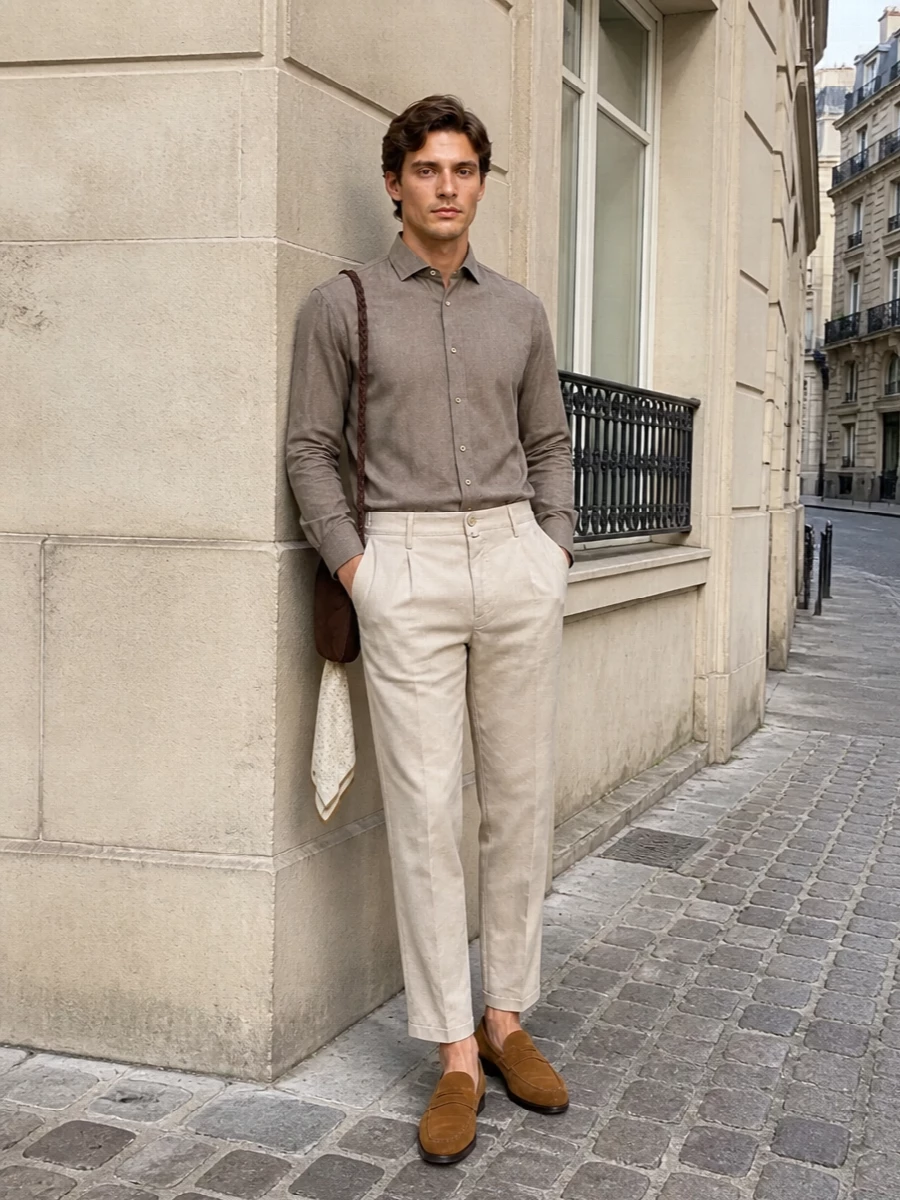 Brunello cucinelli shirt beige jacob cohen trouser