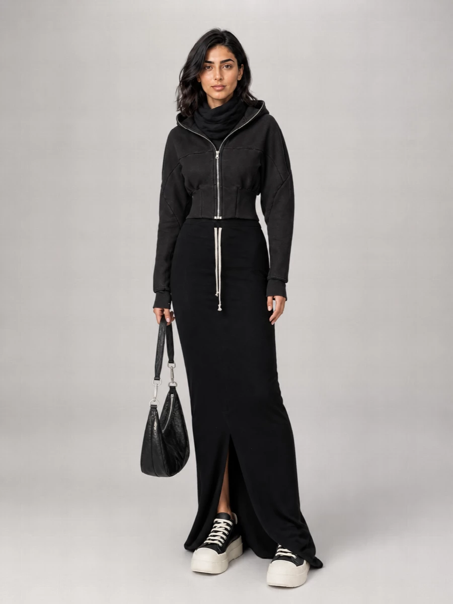 Rick Owens Drkshdw Cotton Jersey Slim-Fit Midi Skirt