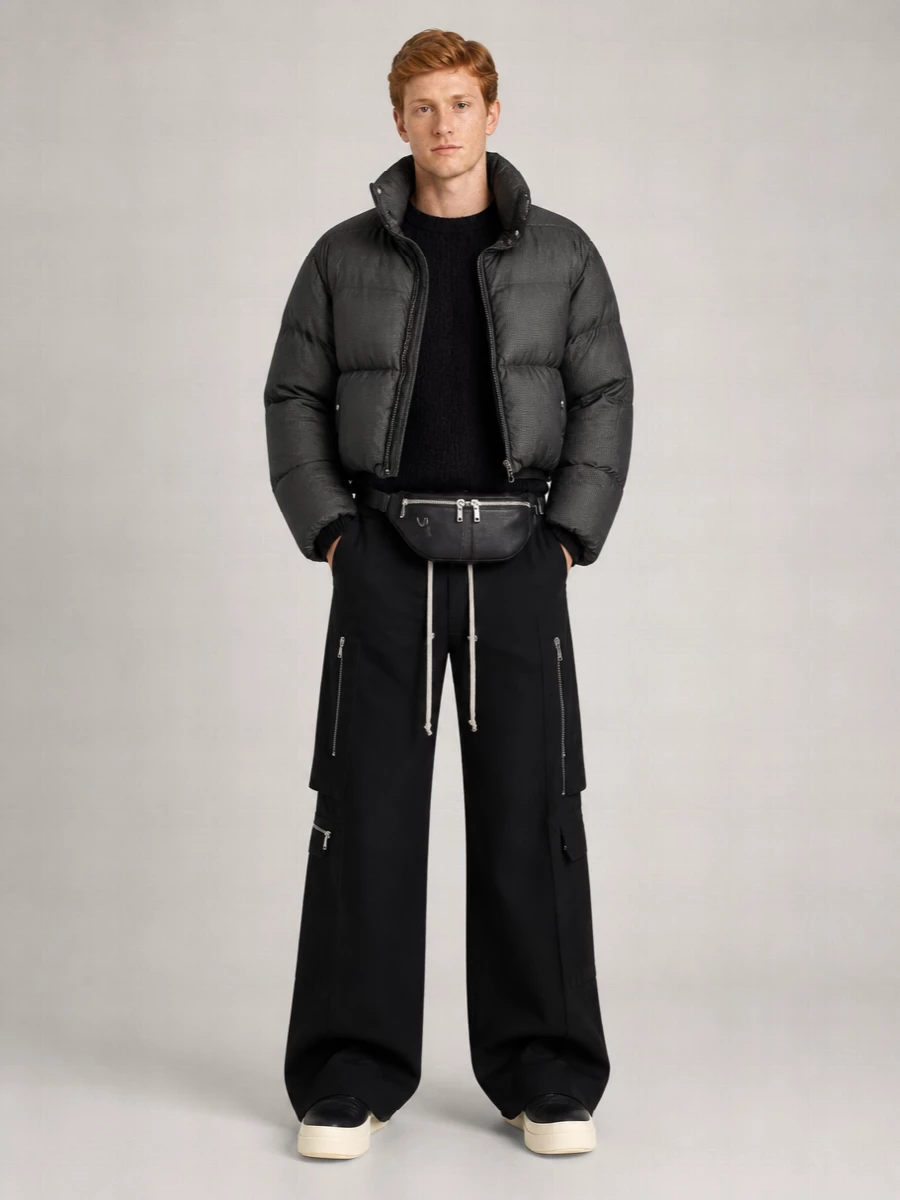 Rick Owens Leather Mega Bumper Lunar Hi-Top Sneakers