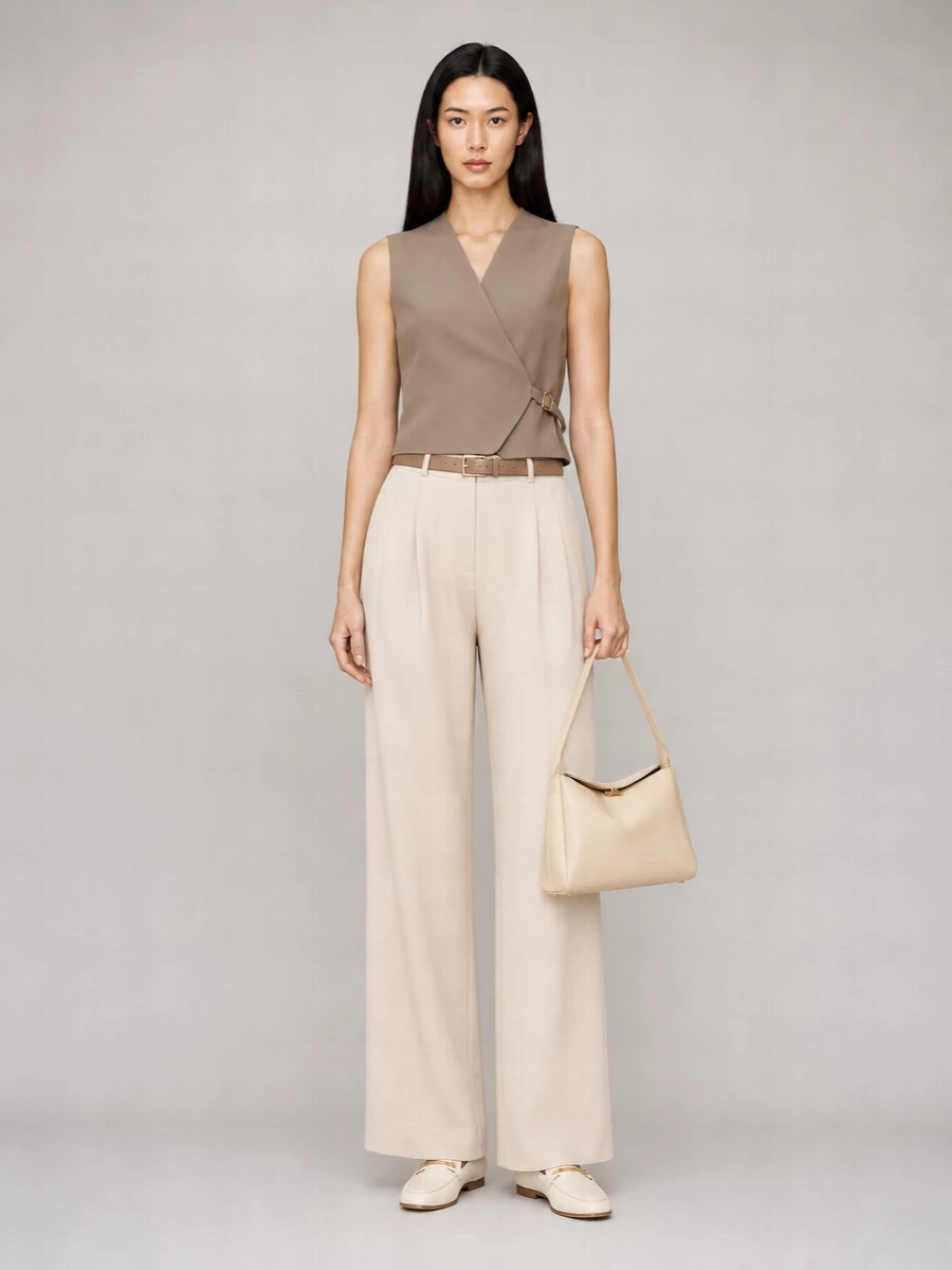 Pt Torino Linen Wide-Leg Pleated Trousers