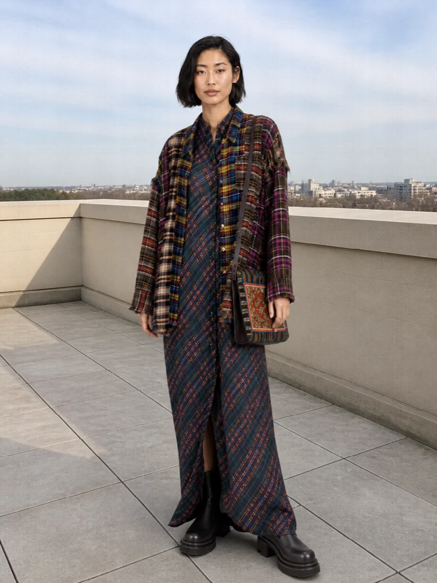 R13 plaid shacket dries van noten plaid dress