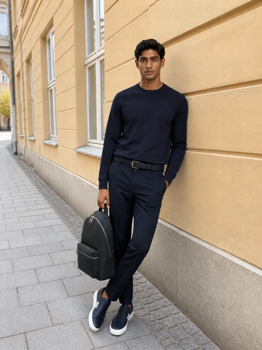 Boss navy sweatshirt tapered trouser outfit
