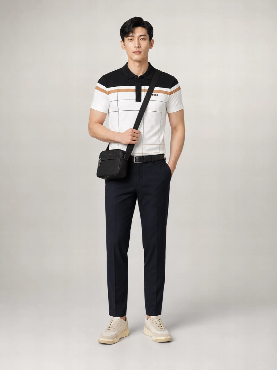Boss Striped Cotton Short-Sleeve Polo Shirt