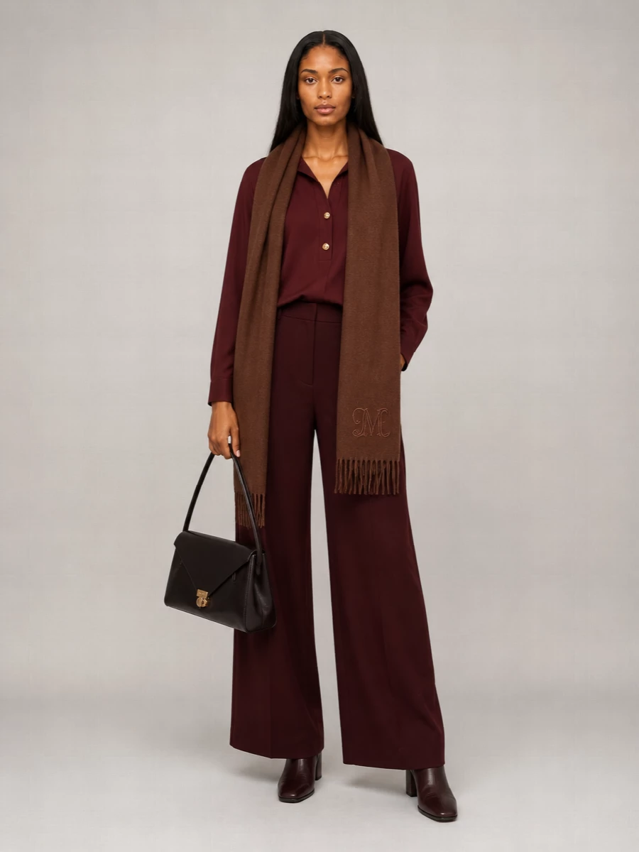 S Max Mara Silk Long-Sleeve Polo Blouse