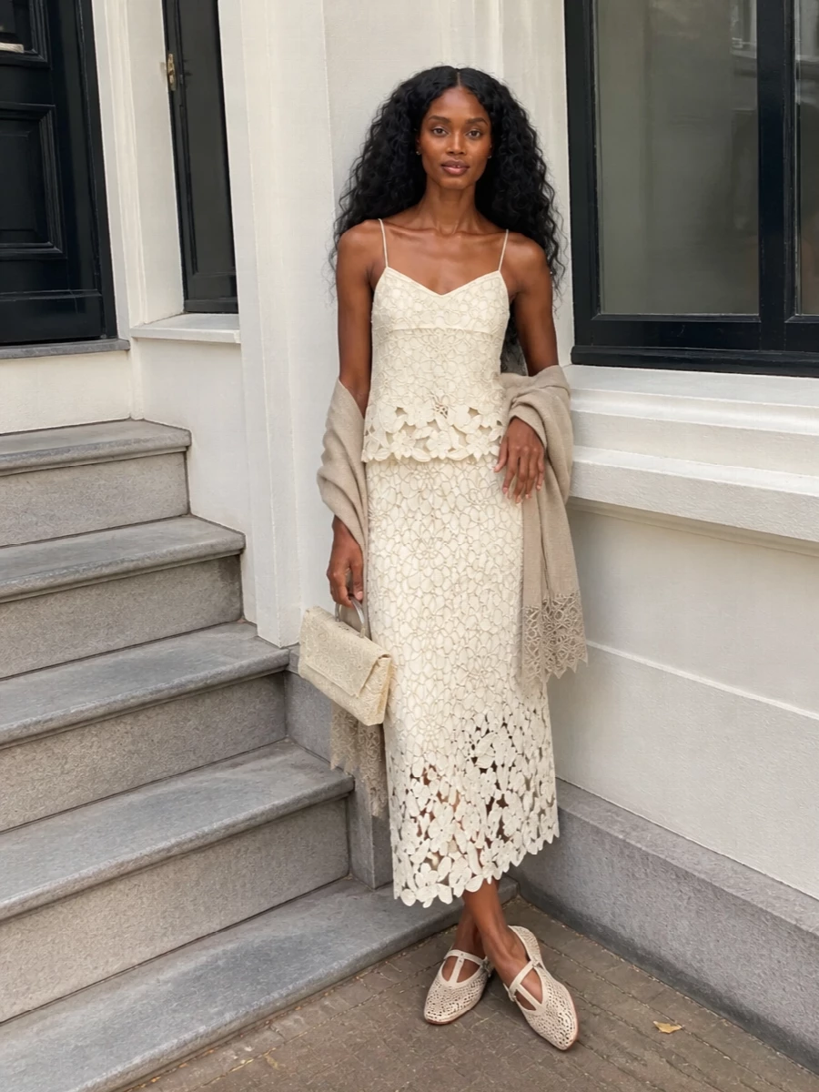Isabel marant lace camisole midi skirt outfit