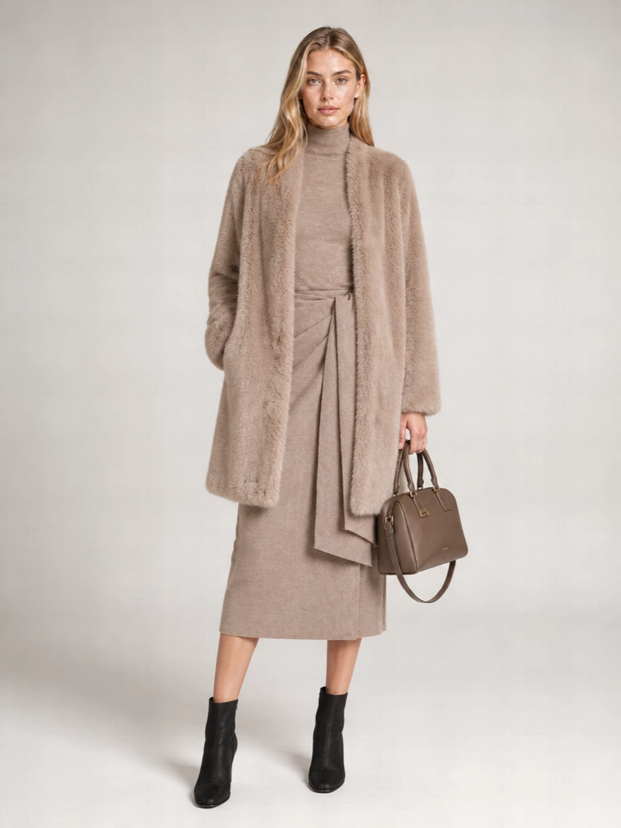 The Frankie Shop faux fur belted coat
