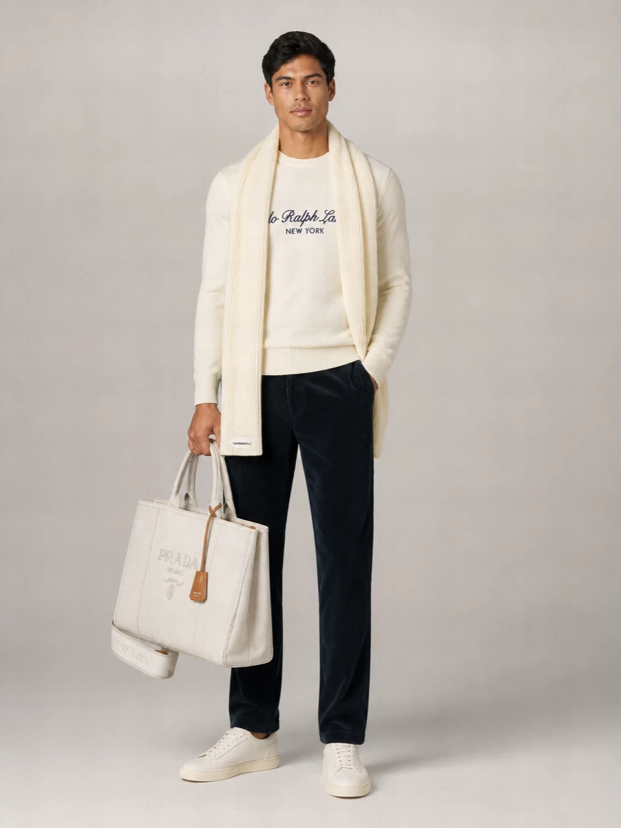 Polo Ralph Lauren Ribbed Wool Cotton Crew Neck Sweater
