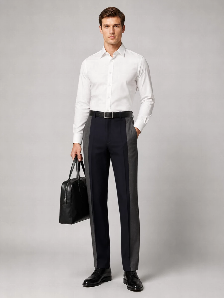 Maison Margiela Virgin Wool Two-Tone Tailored Trousers