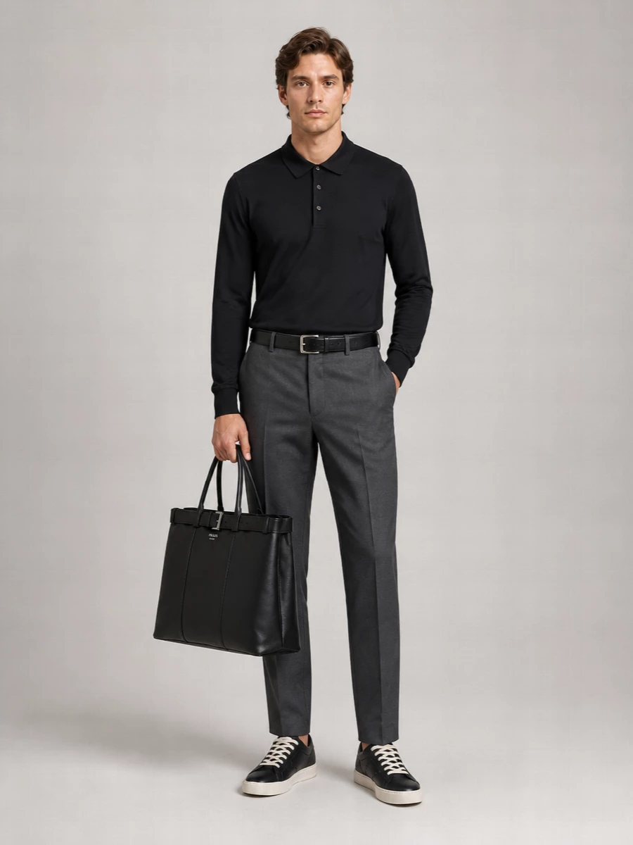 Kiton Wool Long-Sleeve Polo Shirt