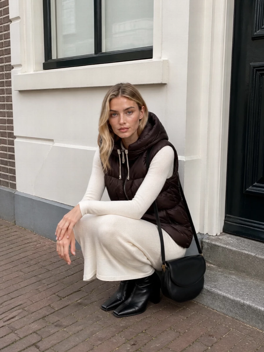 Jil sander parka ivory knit dress ankle boots