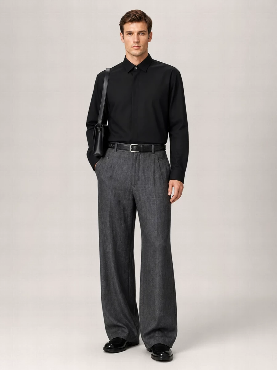 Dries Van Noten Herringbone wide-leg trousers | The Fashion Square