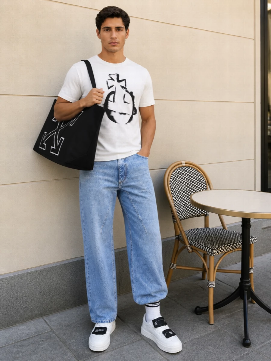 Vivienne westwood orb tee off white jeans outfit