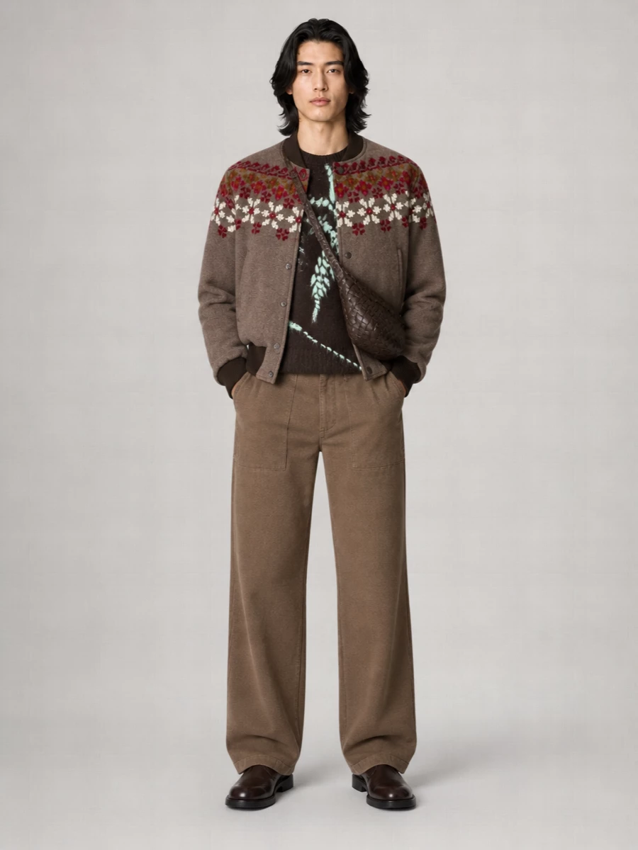 Dries Van Noten Wool Blend Padded Bomber Jacket