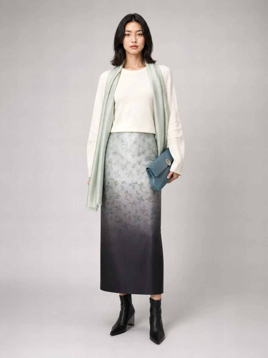 Jil Sander Silk Floral-Print Midi Skirt