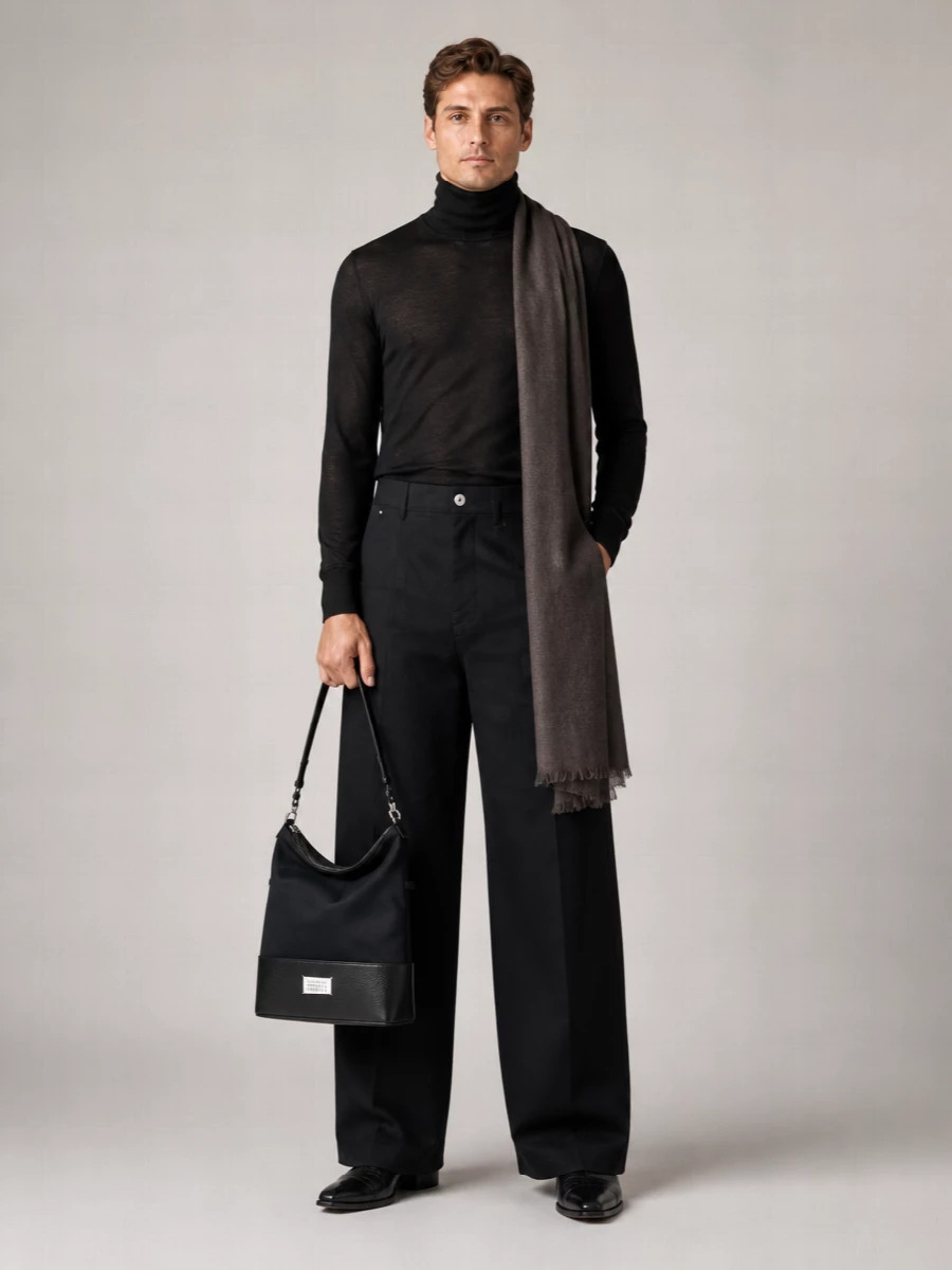 Rick Owens Virgin Wool Oversized Ribbed Turtleneck Sweater