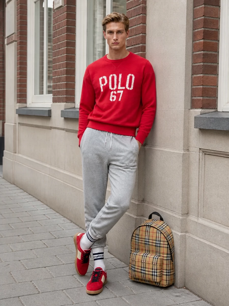 Polo ralph lauren red sweatshirt joggers sneakers