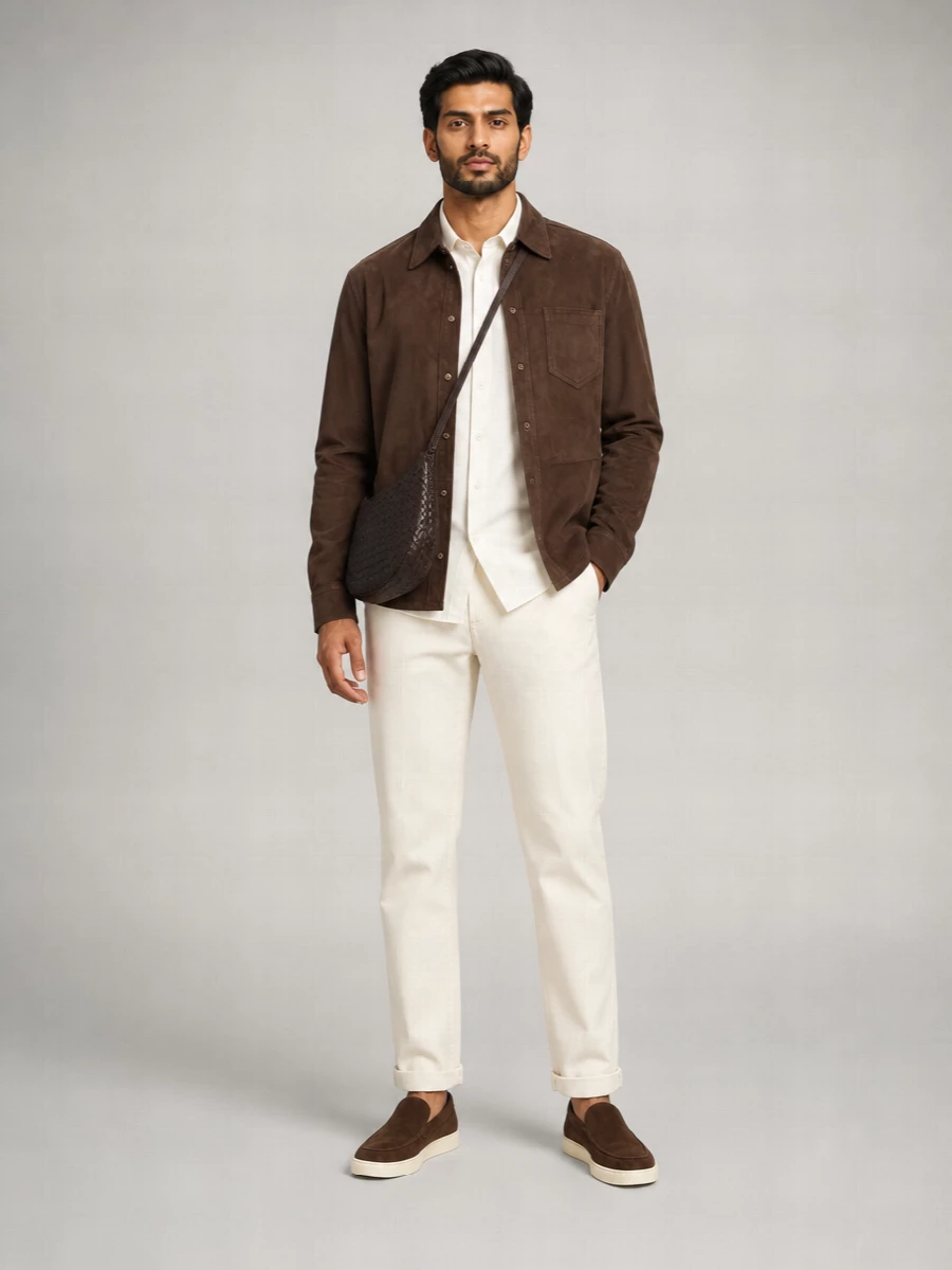 Brunello Cucinelli Suede Paneled Shirt Jacket