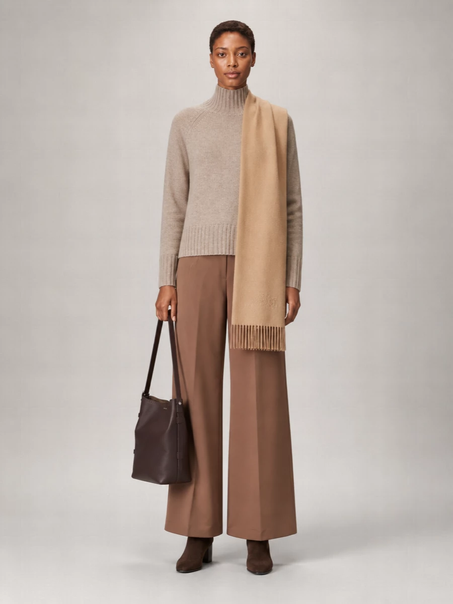 S Max Mara Cashmere Wool Ribbed High Neck Sweater