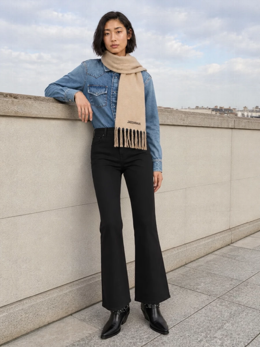 Jacob cohen western shirt black flared jeans