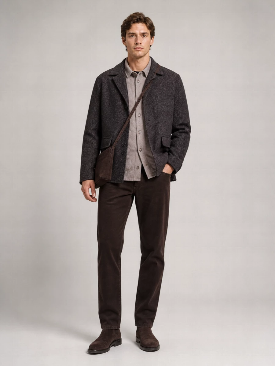 Les Deux Herringbone Wool Coat