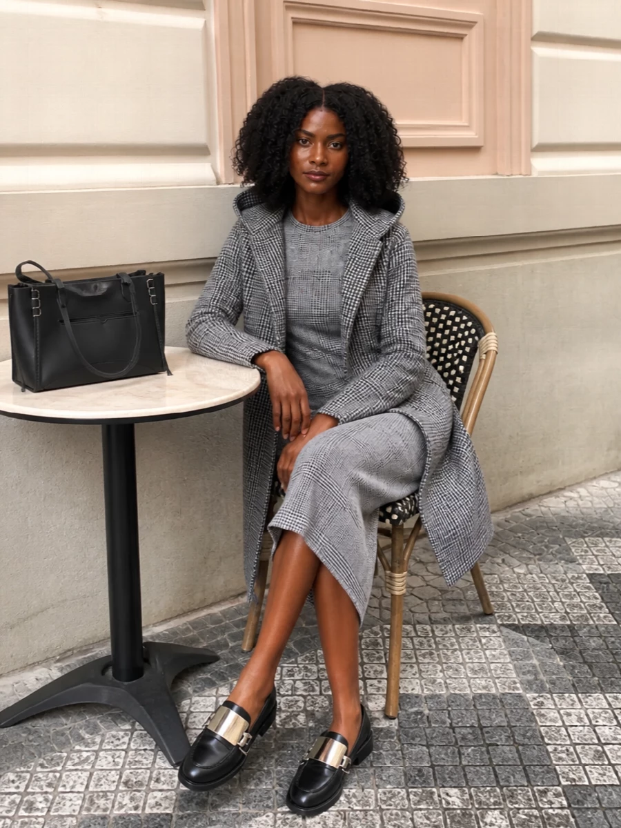 Junya watanabe coat gaultier checked midi dress